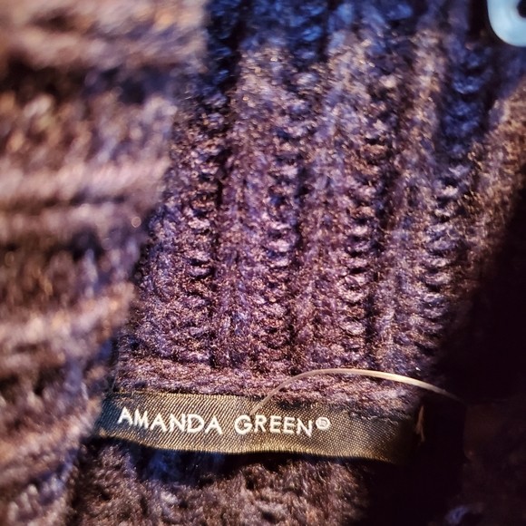 Amanda Green chunky cozy turtleneck navy indigo asymmetrical hem knit sweater - Picture 5 of 8